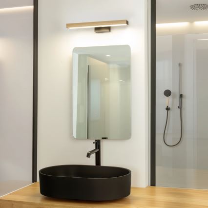 Brilagi - LED Лампа за огледало в баня WOODY MIRROR LED/8W/230V 40 см IP44 дъб/черен