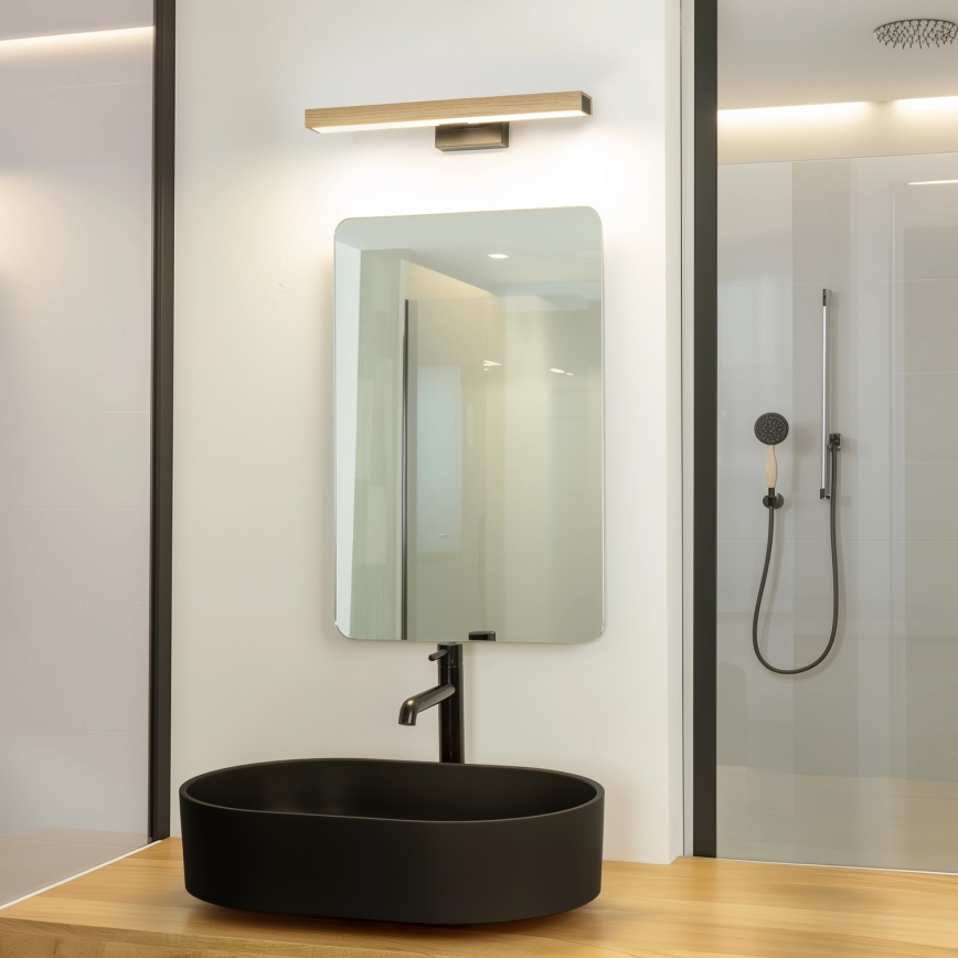 Brilagi - LED Лампа за огледало в баня WOODY MIRROR LED/8W/230V 40 см IP44 дъб/черен