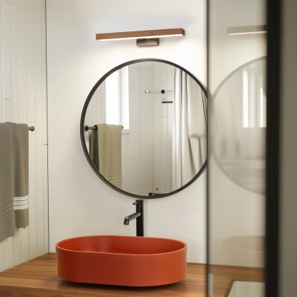 Brilagi - LED Лампа за огледало в баня WOODY MIRROR LED/8W/230V 40 см IP44 дъб череша/черен