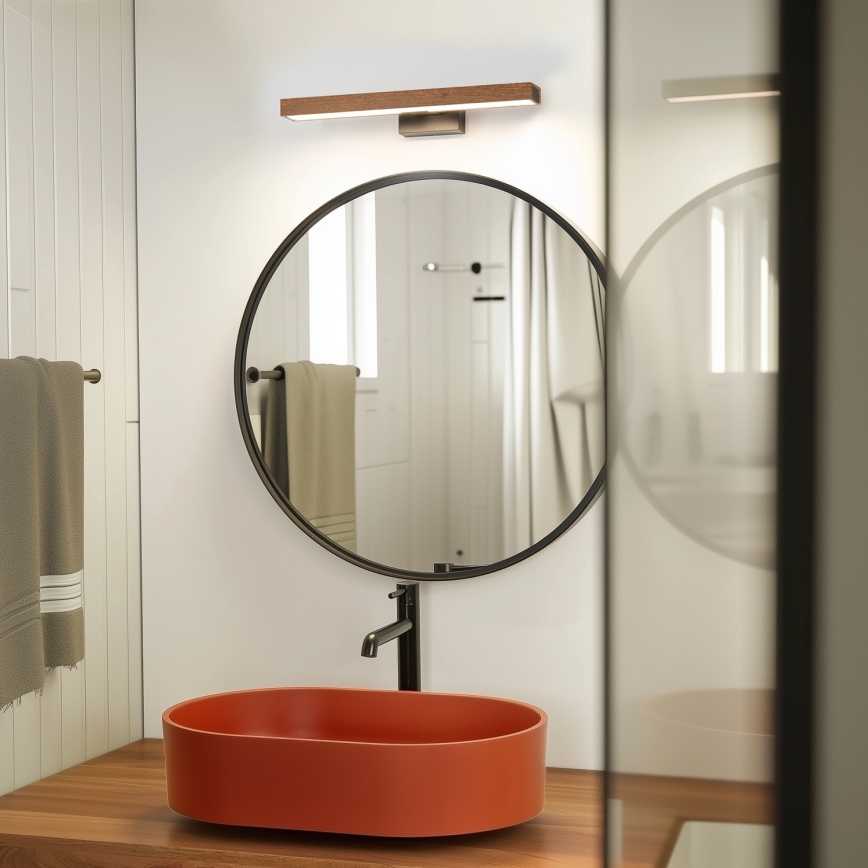 Brilagi - LED Лампа за огледало в баня WOODY MIRROR LED/8W/230V 40 см IP44 дъб череша/черен