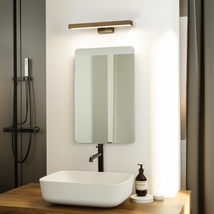 Brilagi - LED Лампа за огледало в баня WOODY MIRROR LED/8W/230V 40 см IP44 дъб орех/черен