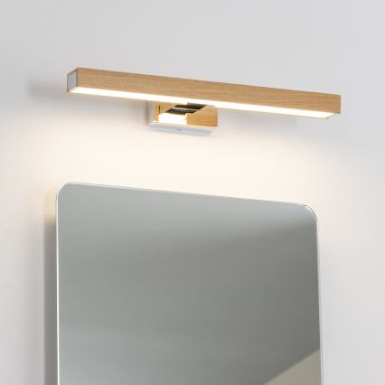Brilagi - LED Лампа за огледало в баня WOODY MIRROR LED/8W/230V 40 см IP44 дъб/лъскав хром