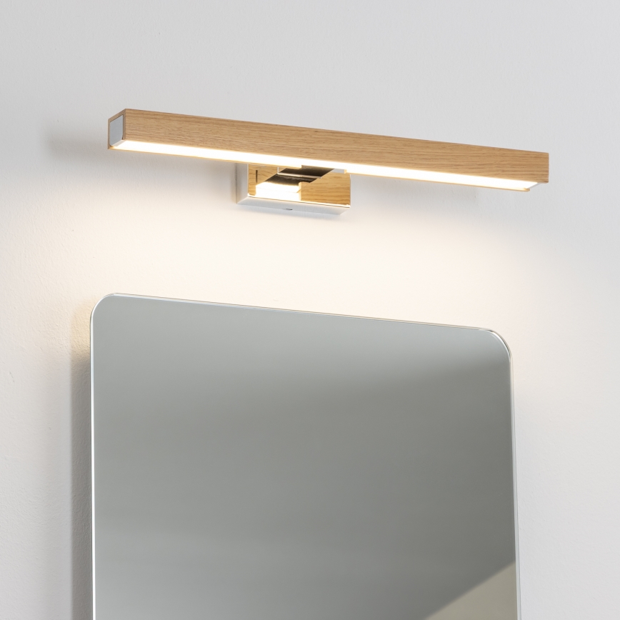 Brilagi - LED Лампа за огледало в баня WOODY MIRROR LED/8W/230V 40 см IP44 дъб/лъскав хром