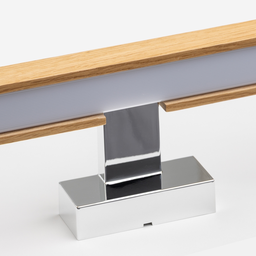 Brilagi - LED Лампа за огледало в баня WOODY MIRROR LED/8W/230V 40 см IP44 дъб/лъскав хром