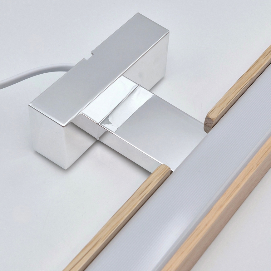 Brilagi - LED Лампа за огледало в баня WOODY MIRROR LED/8W/230V 40 см IP44 дъб/лъскав хром