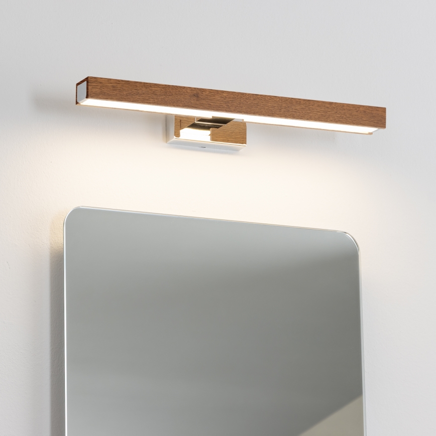 Brilagi - LED Лампа за огледало в баня WOODY MIRROR LED/8W/230V 40 см IP44 дъб череша/лъскав хром