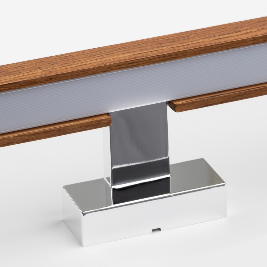 Brilagi - LED Лампа за огледало в баня WOODY MIRROR LED/8W/230V 40 см IP44 дъб череша/лъскав хром
