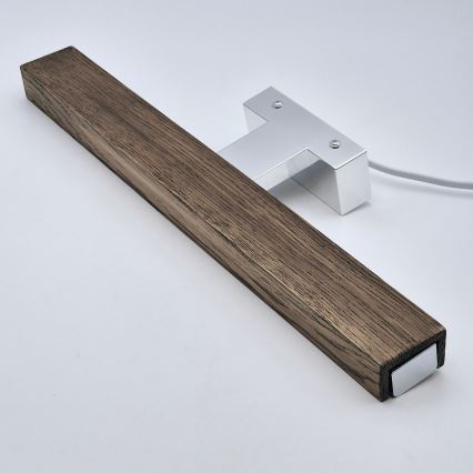 Brilagi - LED Лампа за огледало в баня WOODY MIRROR LED/8W/230V 40 см IP44 дъб орех/лъскав хром