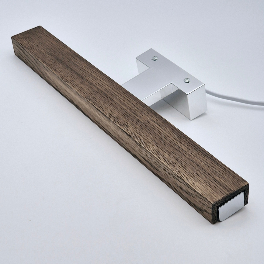Brilagi - LED Лампа за огледало в баня WOODY MIRROR LED/8W/230V 40 см IP44 дъб орех/лъскав хром