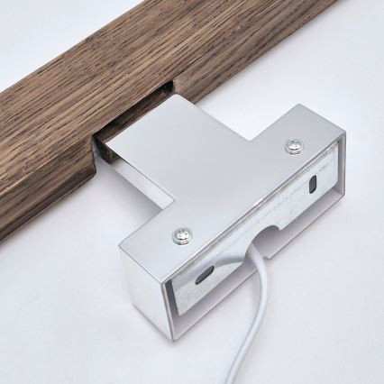 Brilagi - LED Лампа за огледало в баня WOODY MIRROR LED/8W/230V 40 см IP44 дъб орех/лъскав хром