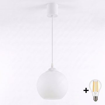 Brilagi - LED люстра на кабел RETRO GLASS 1xE27/60W/230V диам. 15 см бяла