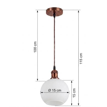 Brilagi - LED люстра на кабел RETRO GLASS 1xE27/60W/230V диам. 15 см бяла