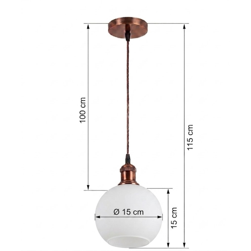 Brilagi - LED люстра на кабел RETRO GLASS 1xE27/60W/230V диам. 15 см бяла