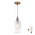 BRILAGI - LED люстра на кабел RETRO GLASS 1xE27/60W/230V Ø 14 см златиста/бяла