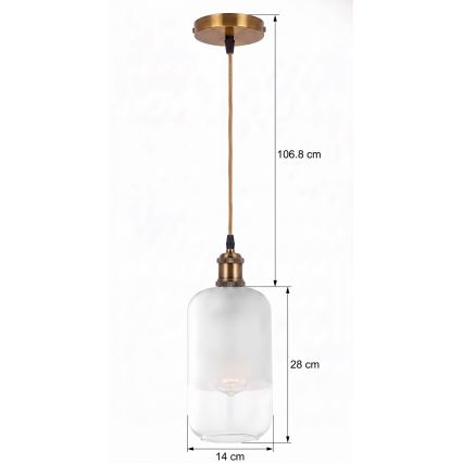 BRILAGI - LED люстра на кабел RETRO GLASS 1xE27/60W/230V Ø 14 см златиста/бяла