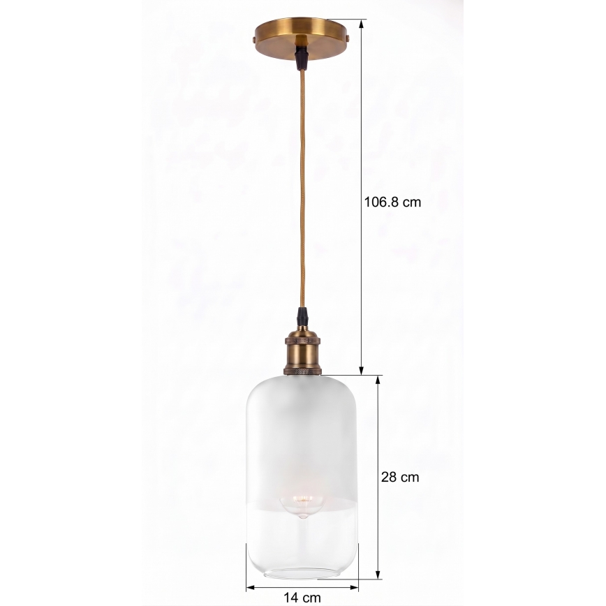 BRILAGI - LED люстра на кабел RETRO GLASS 1xE27/60W/230V Ø 14 см златиста/бяла