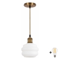 BRILAGI - LED люстра на кабел RETRO GLASS 1xE27/60W/230V Ø 20 см златисто/бяло