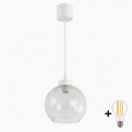 Brilagi - LED люстра на кабел RETRO GLASS 1xE27/60W/230V Ø 25 см бяла/прозрачна