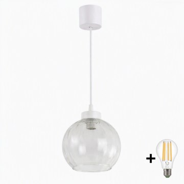 Brilagi - LED люстра на кабел RETRO GLASS 1xE27/60W/230V Ø 25 см бяла/прозрачна