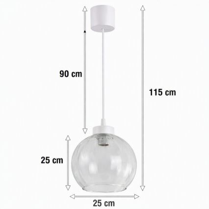 Brilagi - LED люстра на кабел RETRO GLASS 1xE27/60W/230V Ø 25 см бяла/прозрачна