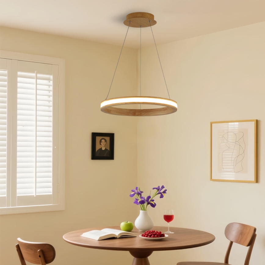 Brilagi - LED люстра на кабел UMEA WOOD LED/30W/230V Ø 40 см, дърво