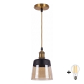 BRILAGI - LED лустра на кабел RETRO GLASS 1xE27/60W/230V Ø 15,5 см златист/димчато бежов