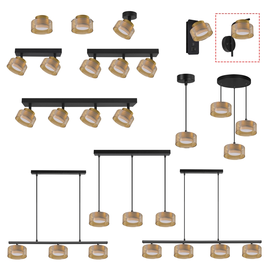 Brilagi - LED Настенна лампа AURA LUX 1xGX53/30W/230V черна/златна