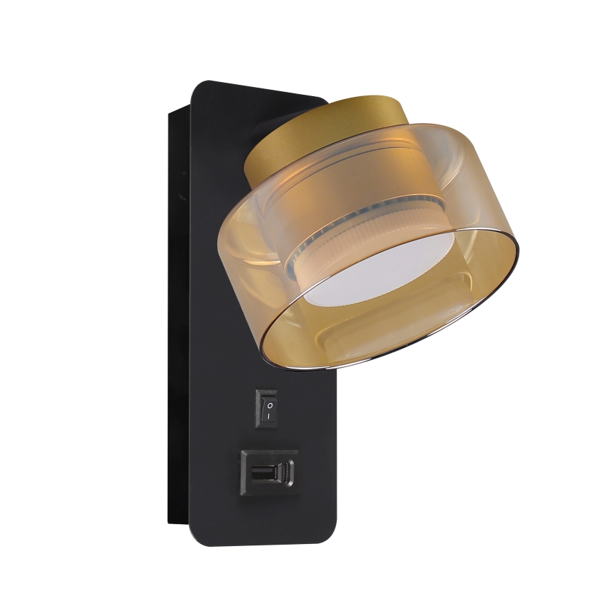 Brilagi - LED Настенна лампа с USB порт AURA LUX 1xGX53/30W/230V черна/златна
