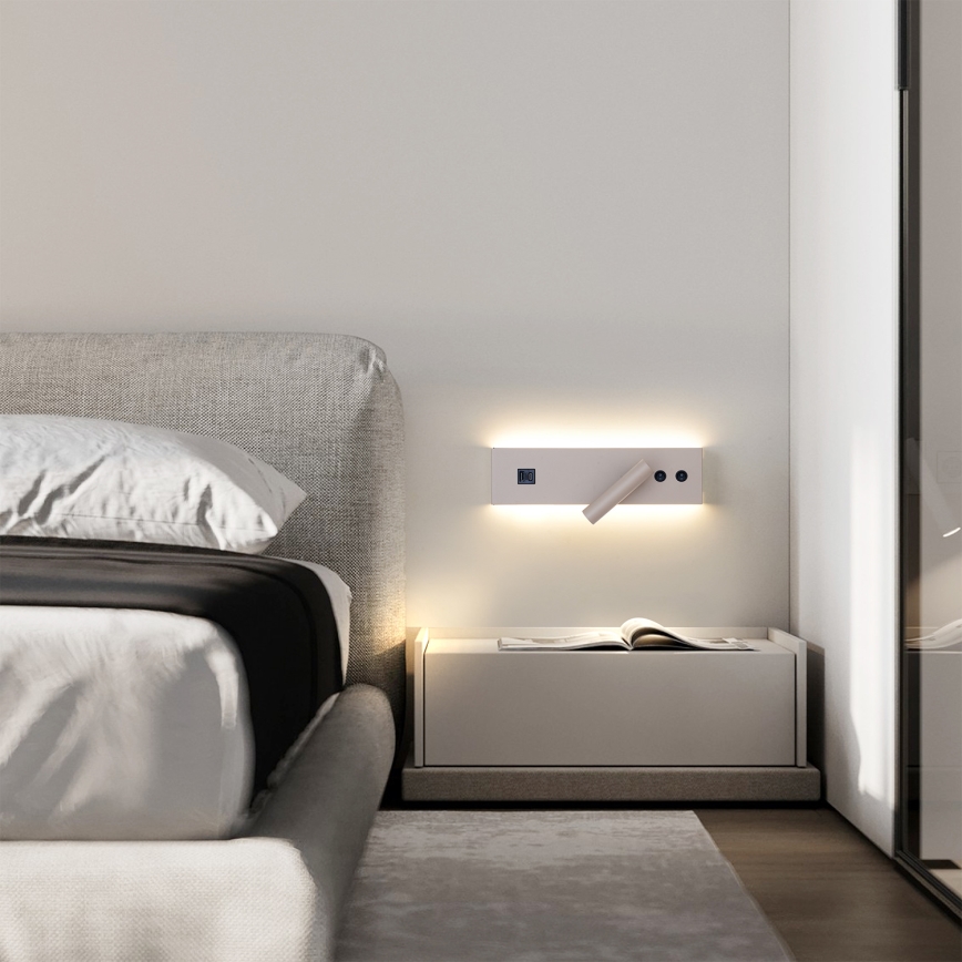 Brilagi - LED стенно точково осветително тяло с USB порт NOCTIS LED/3W/230V + LED/9W бежово