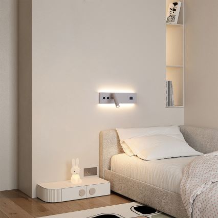 Brilagi - LED стенно точково осветително тяло с USB порт NOCTIS LED/3W/230V + LED/9W бежово