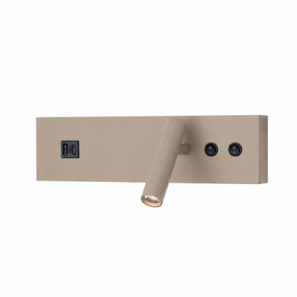 Brilagi - LED стенно точково осветително тяло с USB порт NOCTIS LED/3W/230V + LED/9W бежово