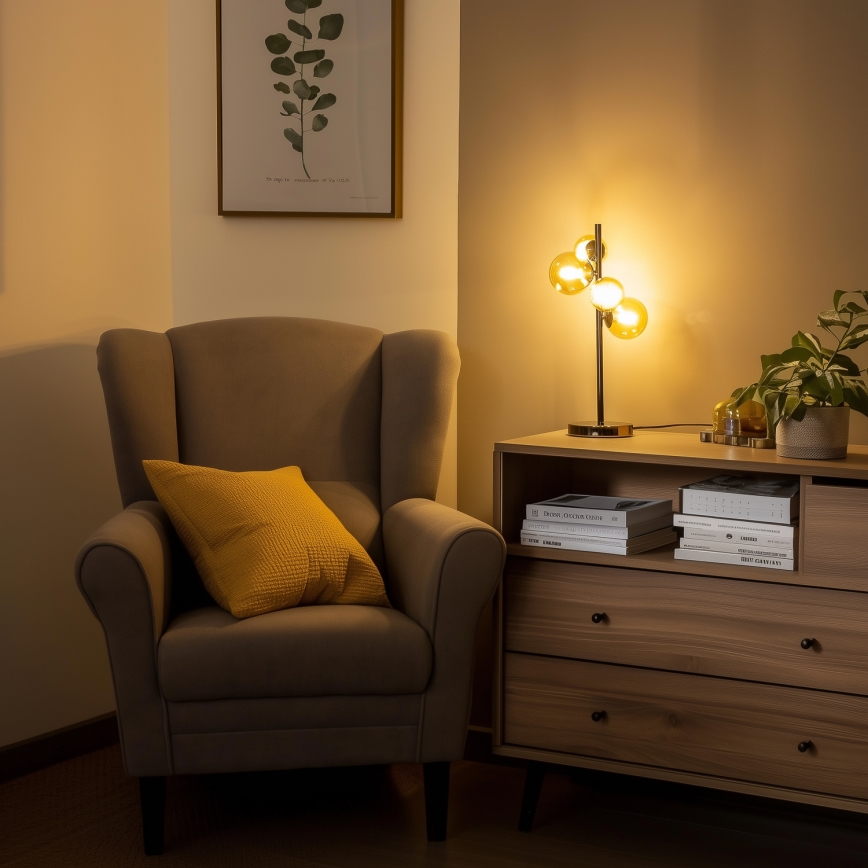 Brilagi - LED настолна лампа MILLA 4xG9/3W/230V черен хром/злато