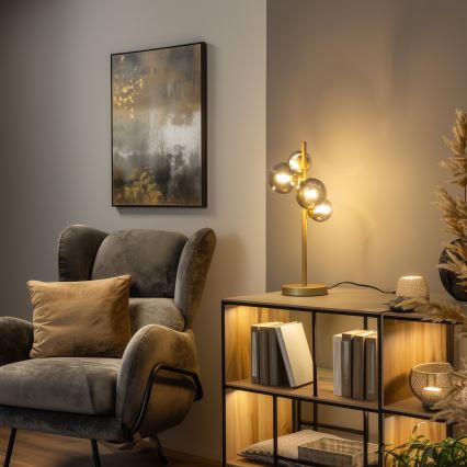 Brilagi - LED Настолна лампа MILLA 4xG9/3W/230V златист/опушен