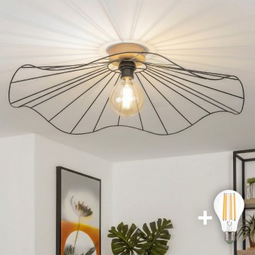 Brilagi - LED накладен полилей CERIA WIRE 1xE27/40W/230V, с диаметър 80 см, черен/дъб