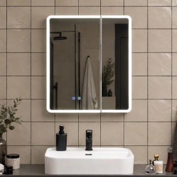 BRILAGI - LED огледален шкаф за баня с подсветка NOTO DOUBLE 60x65 cm