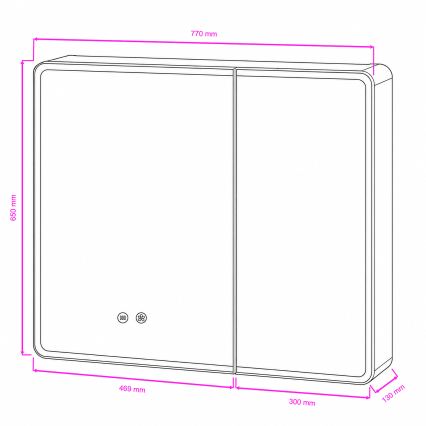 BRILAGI - LED огледален шкаф за баня с подсветка NOTO DOUBLE 78x65 cm
