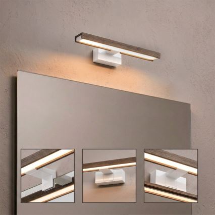 Brilagi - LED осветление за огледало за баня 3 в 1 WOODY MIRROR LED/8W/230V 40 см IP44 бяло/дъб