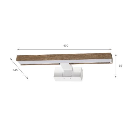 Brilagi - LED осветление за огледало за баня 3 в 1 WOODY MIRROR LED/8W/230V 40 см IP44 бяло/дъб