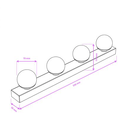 Brilagi - LED огледално осветление за баня HOLLYWOOD 4xLED/3W/230V 53 cm IP44 лъскав хром