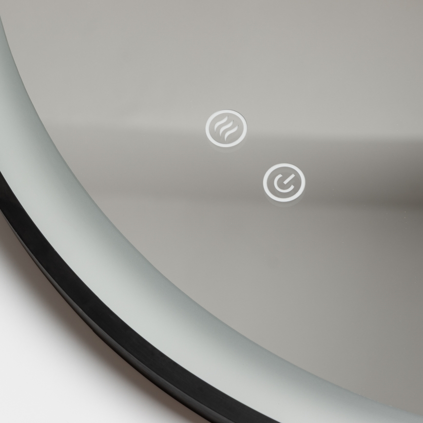 Brilagi - Димируемо LED огледало за баня с подгряване и подсветка ALU PRO LED, 18 W, 230 V, Ø 60 см, 3000/4000/6500 K, IP44, черно, CRI 90