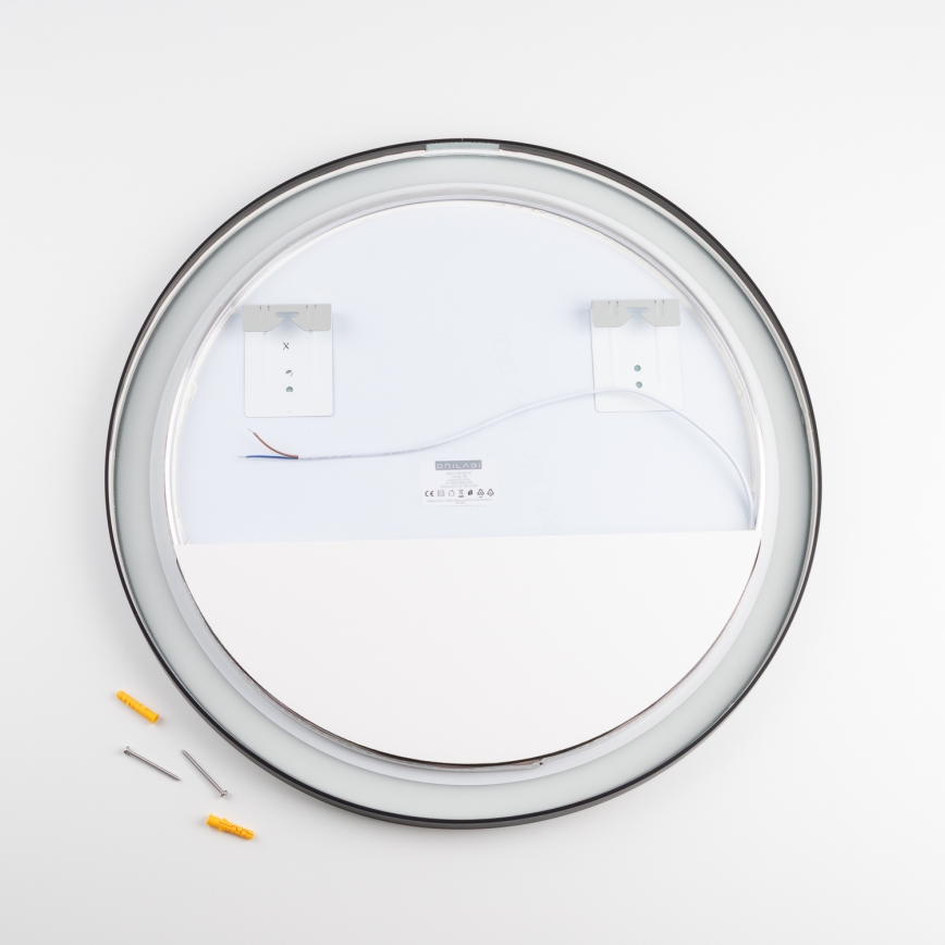 Brilagi - LED огледало за баня ASTI LED/19W/230V Ø 60 см, черно, IP44, CRI 90, димируемо + CCT