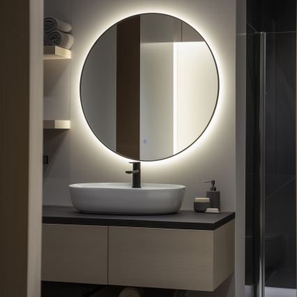 Brilagi - LED огледало за баня VENA BLACK LED/26W/230V Ø 80 cm IP44 CRI 90 димируемо + CCT