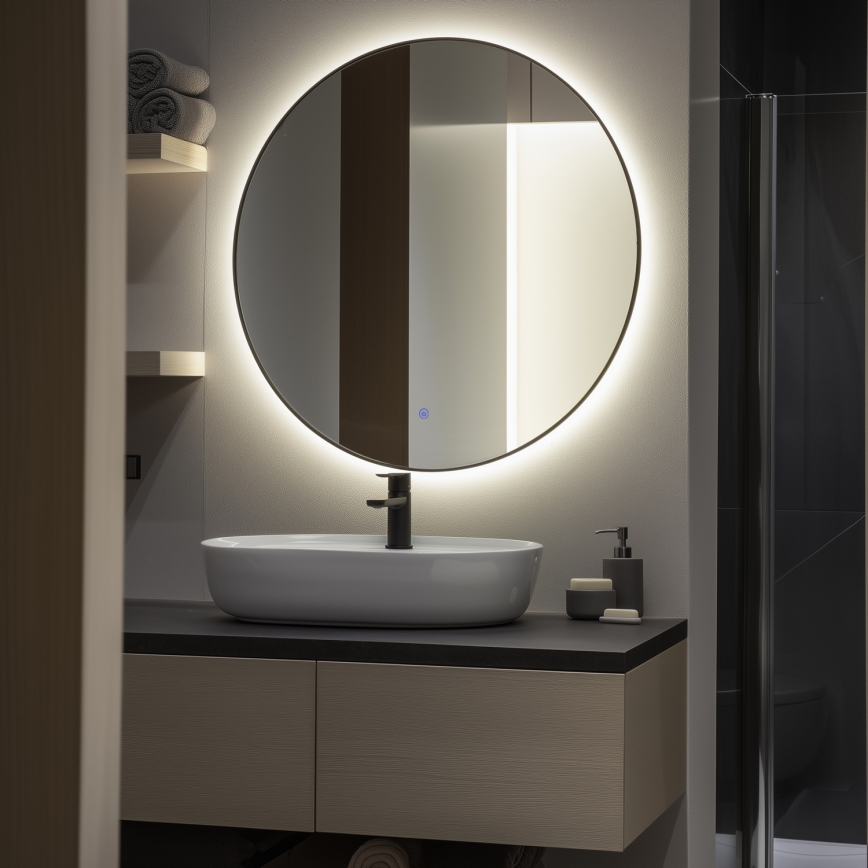 Brilagi - LED огледало за баня VENA BLACK LED/26W/230V Ø 80 cm IP44 CRI 90 димируемо + CCT