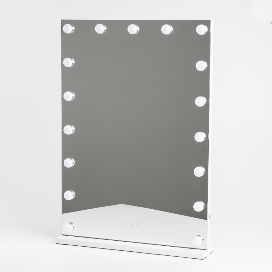 BRILAGI - LED огледало за грим с регулируема яркост HOLLYWOOD LED/15W/230V CCT + 2x USB 55x77 cm бяло