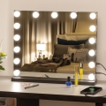 BRILAGI - LED огледало за грим с регулируема яркост HOLLYWOOD LED/15W/230V CCT + USB черно