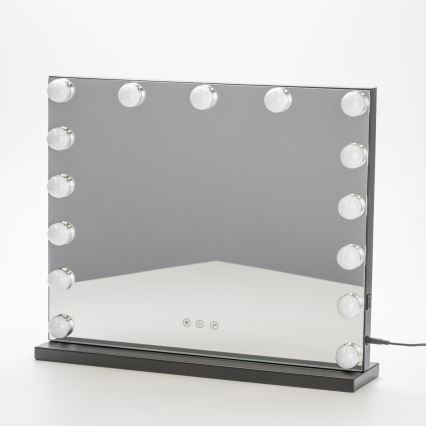 BRILAGI - LED огледало за грим с регулируема яркост HOLLYWOOD LED/15W/230V CCT + USB черно