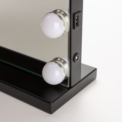 BRILAGI - LED огледало за грим с регулируема яркост HOLLYWOOD LED/15W/230V CCT + USB черно
