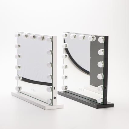 BRILAGI - LED огледало за грим с регулируема яркост HOLLYWOOD LED/15W/230V CCT + USB черно