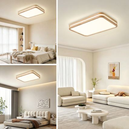 BRILAGI - Димируемо LED таванно осветително тяло MOLINA SQUARE LED/54W/230V 3000-6000K дъб 60x40 cm + дистанционно управление