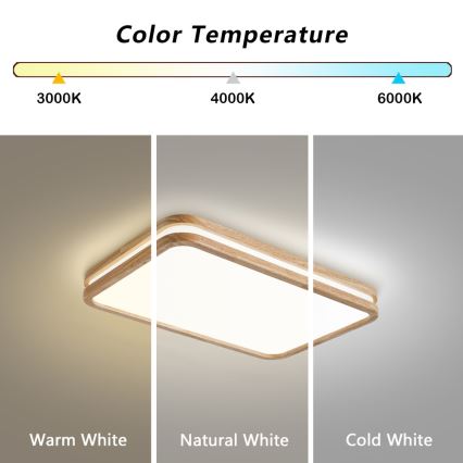 BRILAGI - Димируемо LED таванно осветително тяло MOLINA SQUARE LED/54W/230V 3000-6000K дъб 60x40 cm + дистанционно управление